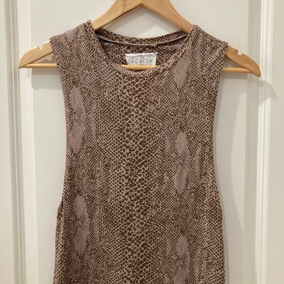 Acacia Tulum Basics Animal Python Snake Print Brown/Tan Dress Size M - Picture 10 of 12